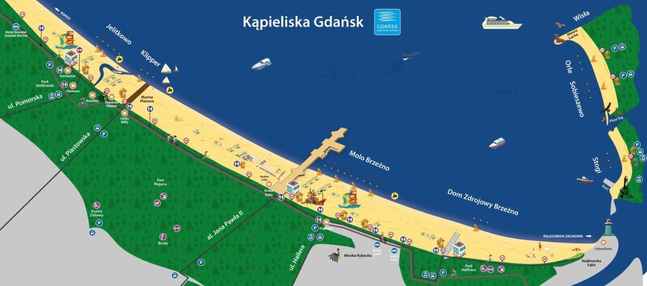 Sunny Sleeps 4 By The Beach With Garden Patio - Gdansk Przymorze Apartment Exterior foto